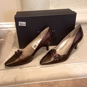 Bronze Patent Leather Tahari Pumps